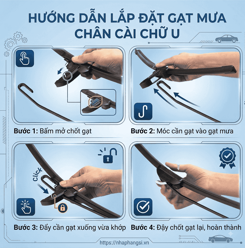 Hướng dẫn thay gạt mưa ô tô bằng hình ảnh